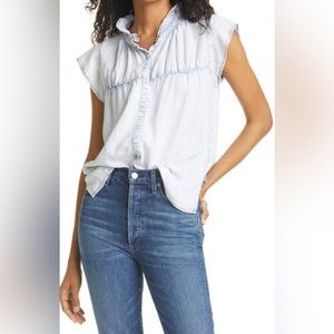 RAILS Ruthie Top in Light Acid Wash, Size L